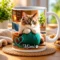 Mug personnalisé avec photo d'animal de compagnie Mug personnalisé avec photo de chat et prénom imprimé, présenté dans une ambiance chaleureuse et cocooning.