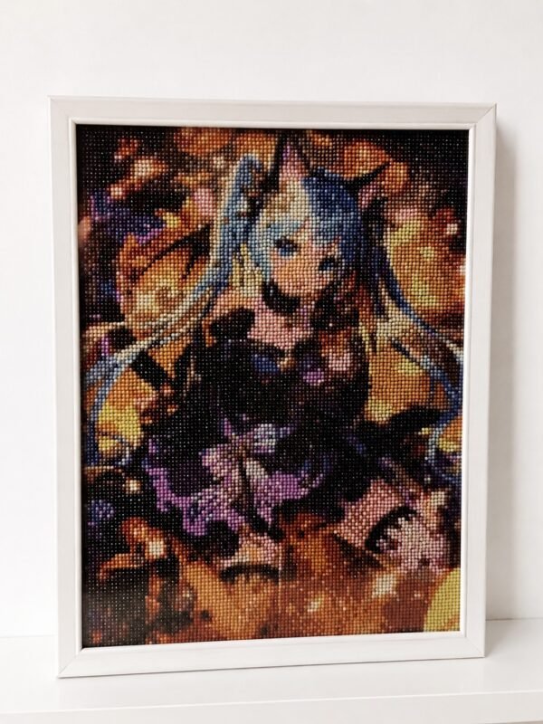 Painting diamant Hatsune Miku encadré – Tableau décoratif 30 x 40 cm