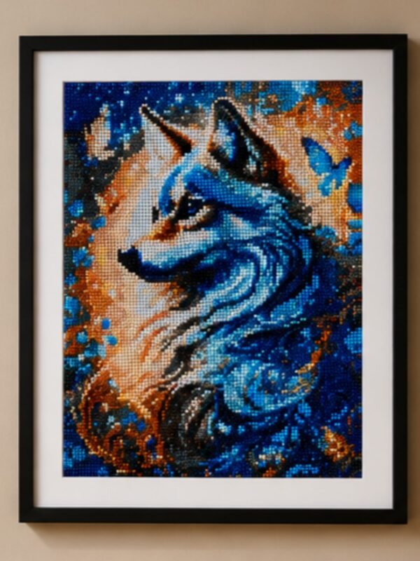 1000010984 Painting diamant Loup encadré – Tableau décoratif 30 x 40 cm