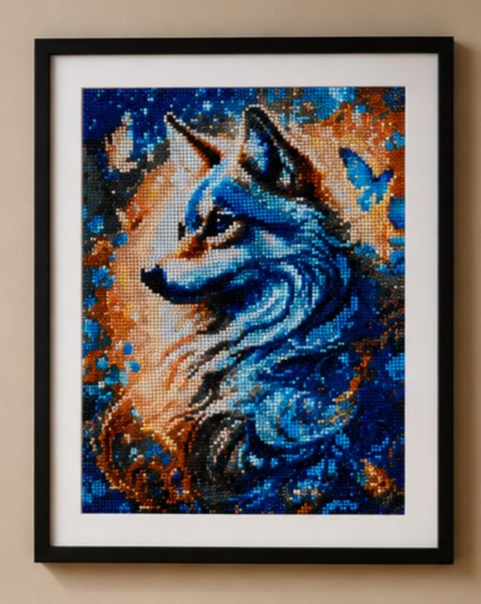 1000010984 Painting diamant Loup encadré – Tableau décoratif 30 x 40 cm