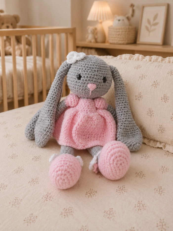 Peluche lapin en robe