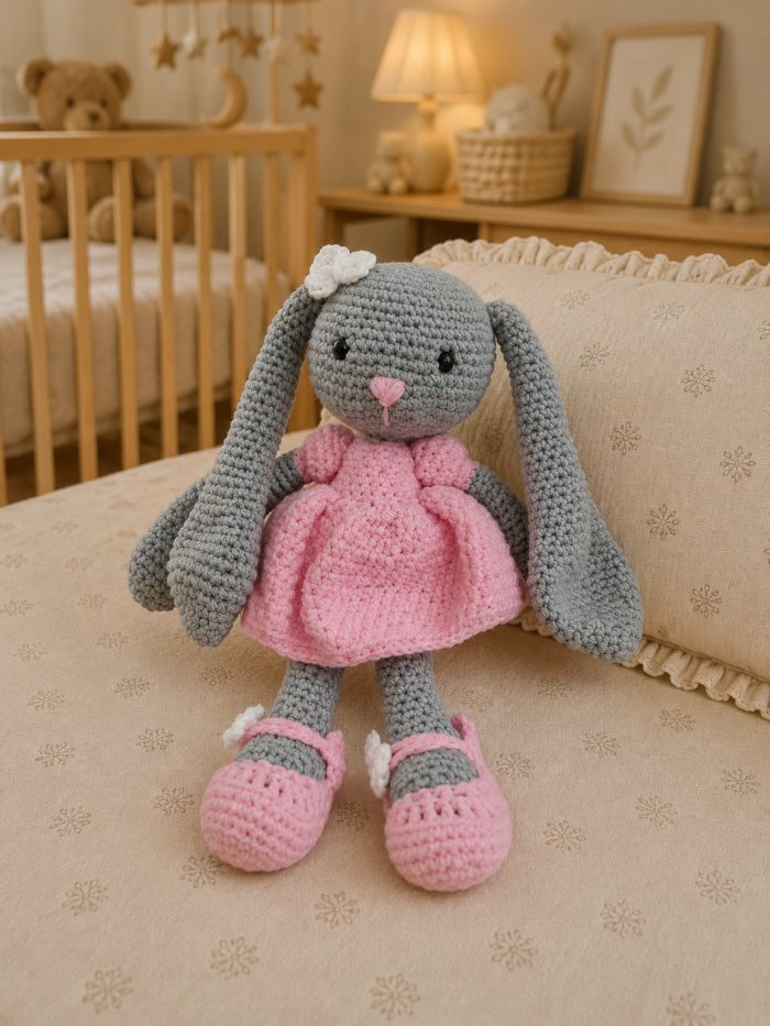 Peluche lapin en robe