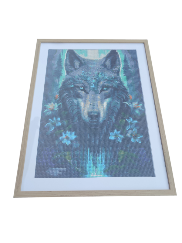 Loup en Painting diamant fait et encadrer 30x40cm