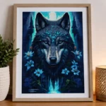 Painting diamant Loup encadré – Tableau décoratif 30 x 40 cm