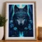 Painting diamant Loup encadré 30 x 40 cm tableau décoratif scintillant avec cadre en bois prêt à accrocher