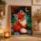 Painting diamant Renard encadré 30 x 40 cm présenté dans une décoration intérieure chaleureuse avec bougies et éléments naturels