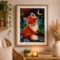 Painting diamant Renard encadré 30 x 40 cm accroché au mur dans une décoration intérieure naturelle avec mobilier en bois clair