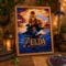 Painting diamant Zelda encadré présenté dans une décoration fantasy inspirée des univers d'aventure