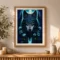 Tableau loup en Diamond Painting encadré 30x40 cm accroché au mur dans une décoration intérieure chaleureuse