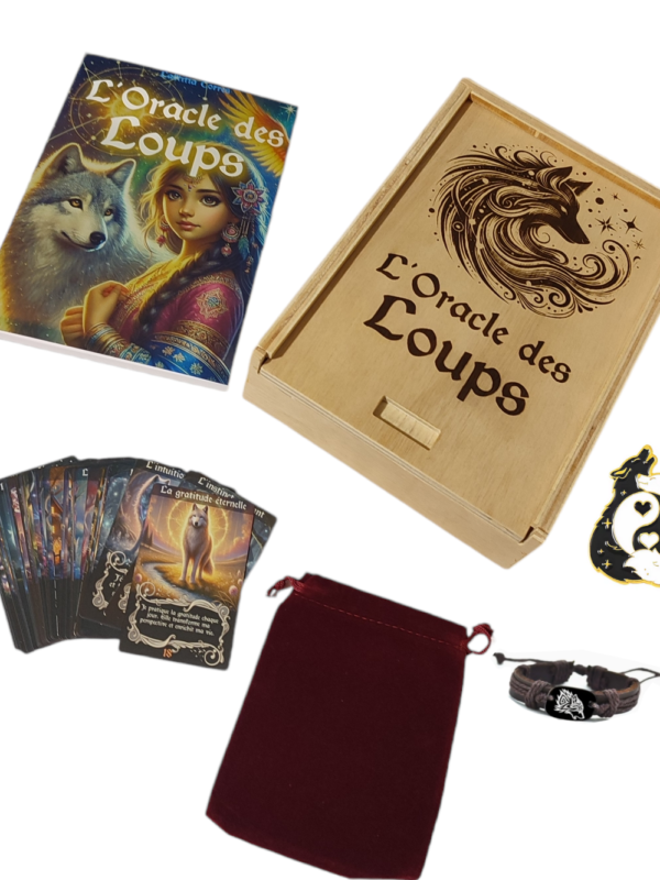 Oracle des Loups – Cartes métalliques divinatoires mystiques et guidance spirituelle