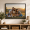 Puzzle photo personnalisé encadré – Décoration murale unique Puzzle photo personnalisé encadré et accroché au mur dans un salon chaleureux et moderne.