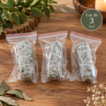 lot de 3 bâtons de sauge blanche séchée, fagots naturels à brûler